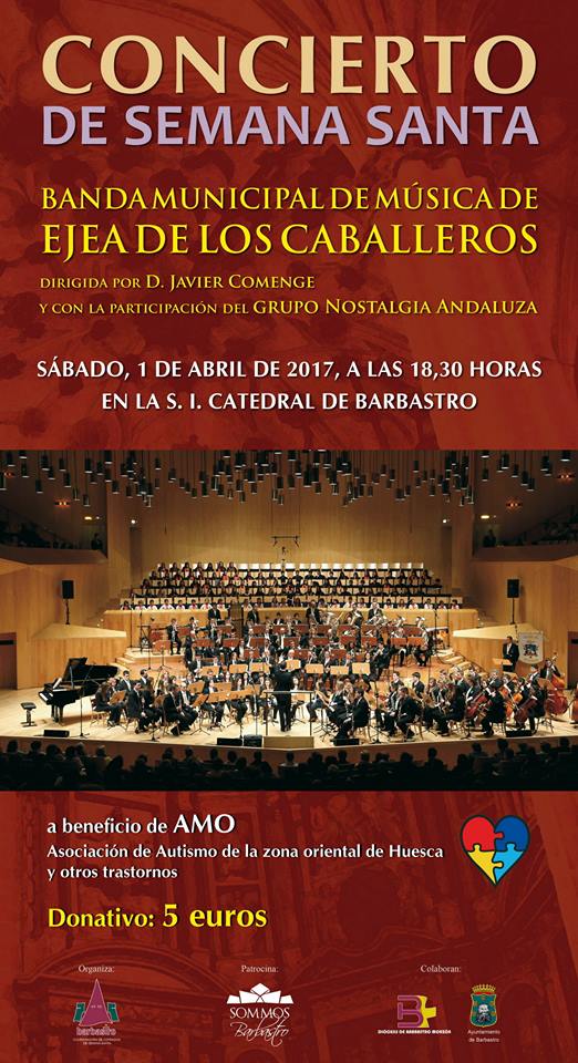 Concierto de Semana Santa en Barbastro:  Sábado 1 de abril de 2017